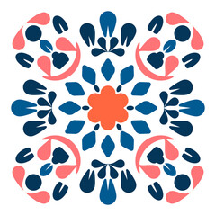 Fototapeta premium Vector illustration. Calm and elegant artwork with blooming flowers in bright, elegant, classic, and delicate shades. Traditional design patterns for tiles, fabric, backgrounds, carpets, wallpapers.