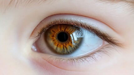 Fototapeta premium Close Up Of A Child's Eye With Brown And Green Iris