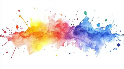 Obraz premium A vibrant watercolor splatter art design with rainbow hues.