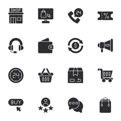 A set of icons for shopping and communication