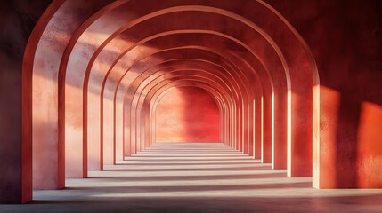 Fototapeta premium Minimalist Psychedelic Design of an Empty Room with Arched Walls