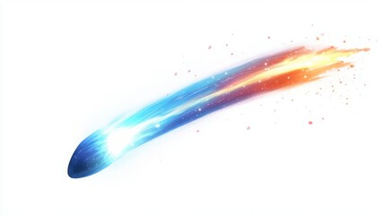 Fiery Comet Blazing Across White