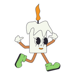 Groovy Halloween Cartoon Character. Vector Illustration on White Background.