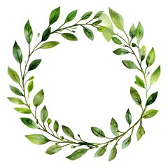 Naklejka premium Watercolor green wreath with eucalyptus leaves and wildflowers, circular frame on transparent background clipart.
