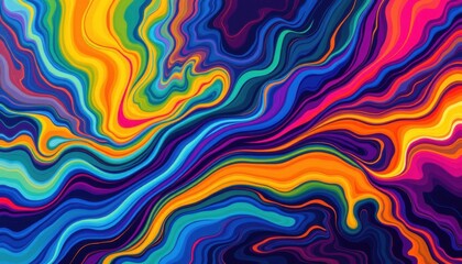 Obraz premium Chromatic Fusion A bold and bright fusion of colors swirling and merging in dynamic patterns resembling liquid paint.