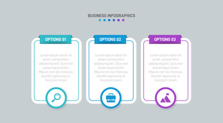 Horizontal progress bar featuring 3 arrow-shaped elements, symbolizing three six stages of business strategy and progression. Clean timeline infographic design template. Vector for presentation