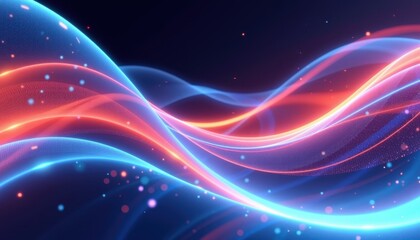Abstract Red and Blue Glowing Waves Digital Art Background Perfect for technology website or presentation