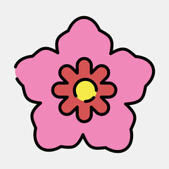 Icon south korean flower. South Korea elements. Icons in filled line style. Good for prints, posters, logo, advertisement, infographics, etc.