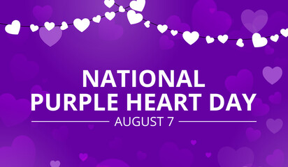 National Purple Heart Day celebrated on August 7. Template for Poster, Banners, background and greeting card. Vector illustration.