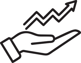 Hand Holding a Rising Trend Graph icon, vector illustration