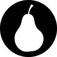Minimalist pear silhouette on a bold circular background for graphic design