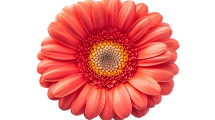 Bright Red Gerbera Daisy Flower with Yellow Center Close Up View