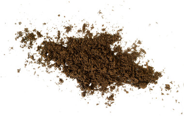 pile of soil isolated on white. shot with high angle view