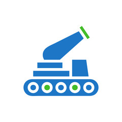 Obraz premium Illustration of a simple blue military tank Icon