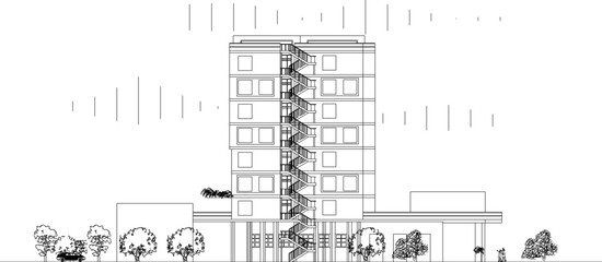 silhouette design vector illustration sketch drawing architecture construction The facades of the building hotel apartment with classic vintage ethnic modern minimalist style