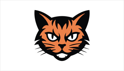 Stylized Bengal Tiger Head Vector with Bold Lines.