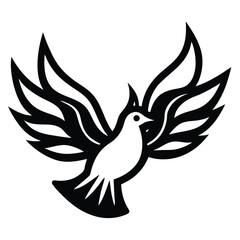 Simple Outline of Dove with Three Flames