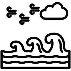 Ocean Wave black outline mini illustration icon, related to relaxation, spa, wellness and more. use for modern concept, print, UI, UX kit, web and app development. Vector EPS 10.