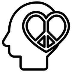 Peaceful Mind black outline mini illustration icon, related to relaxation, spa, wellness and more. use for modern concept, print, UI, UX kit, web and app development. Vector EPS 10.