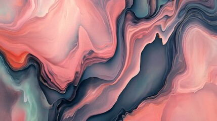 Obraz premium A captivating abstract painting featuring flowing layers of soft pinks, greys, and blues.