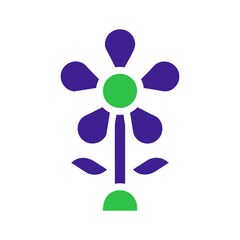 Stylized Flower Icon with Bold Color Palette