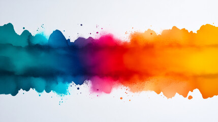 A vibrant watercolor splash featuring a gradient of blue, pink, red, and orange hues, creating a dynamic and artistic visual effect.