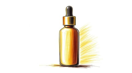 Fototapeta premium Golden dropper bottle design for a luxurious skincare serum.