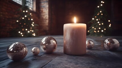 Softly Glowing Candle Illuminates Surroundings with Gentle Light
