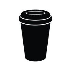 Black silhouette of a disposable coffee cup with a kraft paper exterior