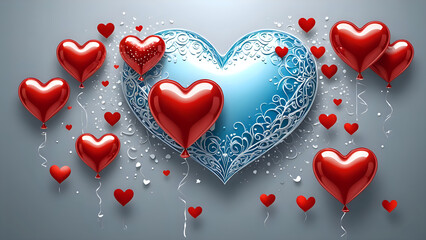 Red hearts background.