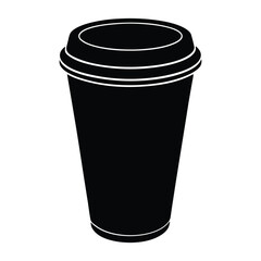 Black silhouette of a disposable coffee cup with a kraft paper exterior