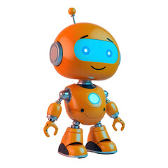 3d render Cute robot with smiling face waving its hand Chatbot greets