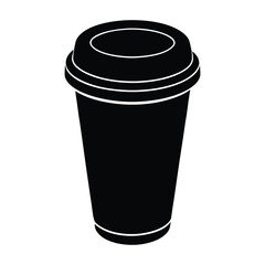 Black silhouette of a disposable coffee cup with a kraft paper exterior