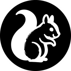 Stylized squirrel silhouette emblem in contrasting monochrome circular design