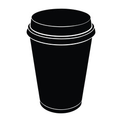 Black silhouette of a disposable coffee cup with a kraft paper exterior