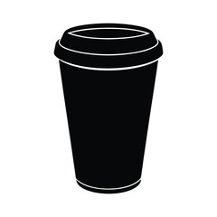 Black silhouette of a disposable coffee cup with a kraft paper exterior