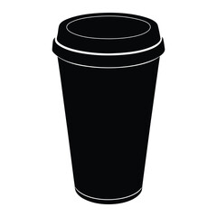 Black silhouette of a disposable coffee cup with a kraft paper exterior