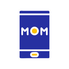 Blue smartphone display reads 