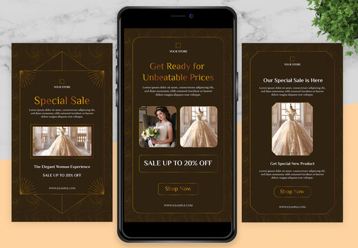 Brown And Gold Wedding Social Media Story