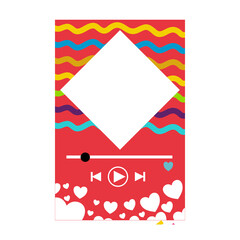 polaroid style music player design with hearts