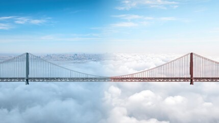A majestic bridge in the clouds symbolizing ambition and aspirations in the context of connection and overcoming challenges