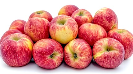 Vibrant Pile of Red Apples with Yellow Streaks on White Background
