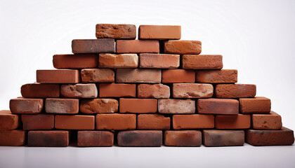 Obraz premium Pyramid of assorted bricks in various shades of red and brown