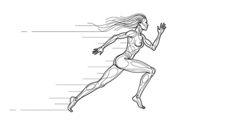 Fototapeta premium running vector art line colorfull
