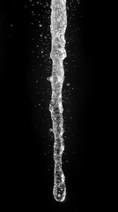 Close-up of water droplets on a black surface, symbolizing purity, clarity, and mystery. The dark background enhances the reflective beauty and calmness of each drop in a modern, minimal style.

