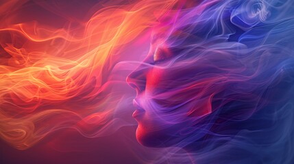 Exploring the ethereal energy of the soul through vibrant colors and mystical elements at dusk