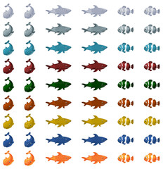 Vector ocean fish set in vibrant colors
