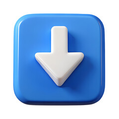 Download Button 3D Render of a White Arrow on a Blue Square A perfect icon for websites apps and user interfaces Clean design and vibrant color