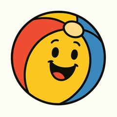 Happy Beach Ball Cartoon Illustration Perfect for Summer Fun Designs and Kids' Projects