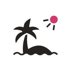 Iconic tropical beach scene with a palm tree